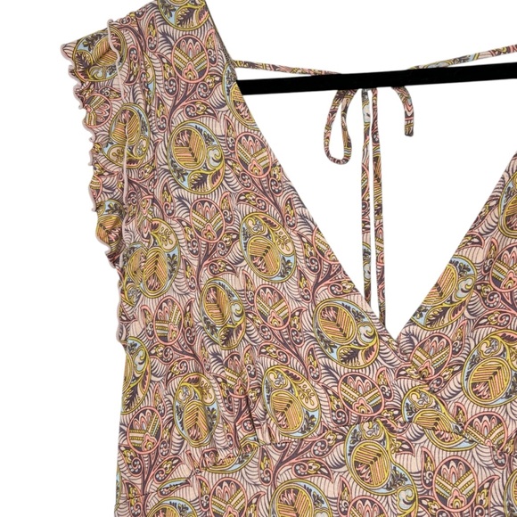 Anthropologie Matilda Ruffled Jumpsuit Sz L Neutral Pink Knit - Picture 7 of 14